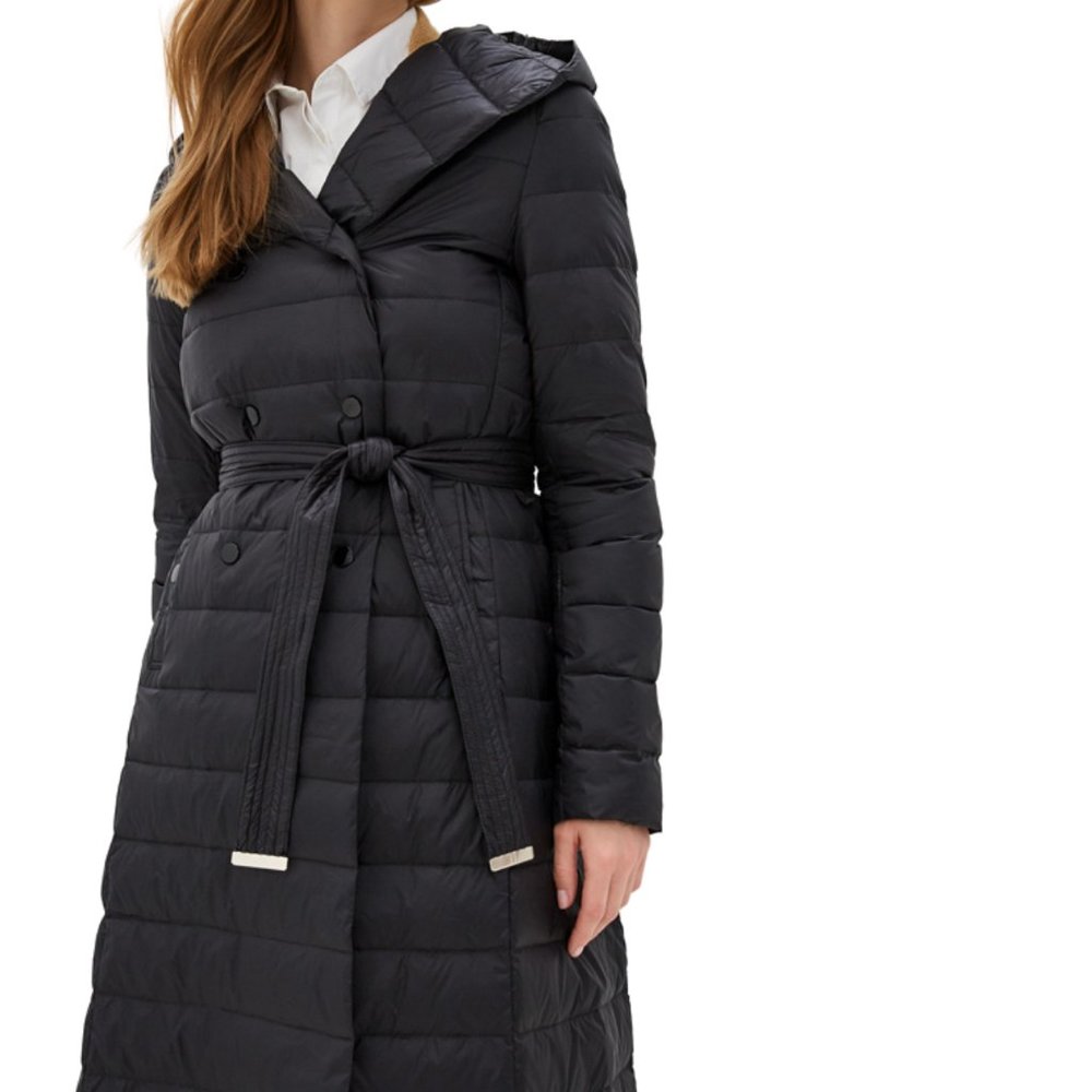 Black Hooded Long Down Winter Coat for Women